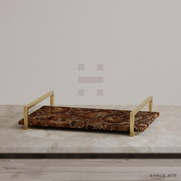 Brown Petrified Wood Tray - HAUTE ARTE