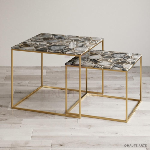 Grey Agate Nested Coffee Table - HAUTE ARTE