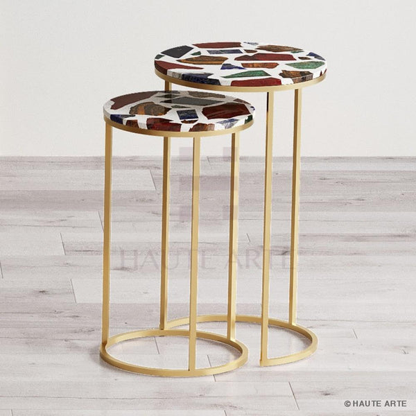 Multi Chips Terrazzo Nested Side Table - HAUTE ARTE
