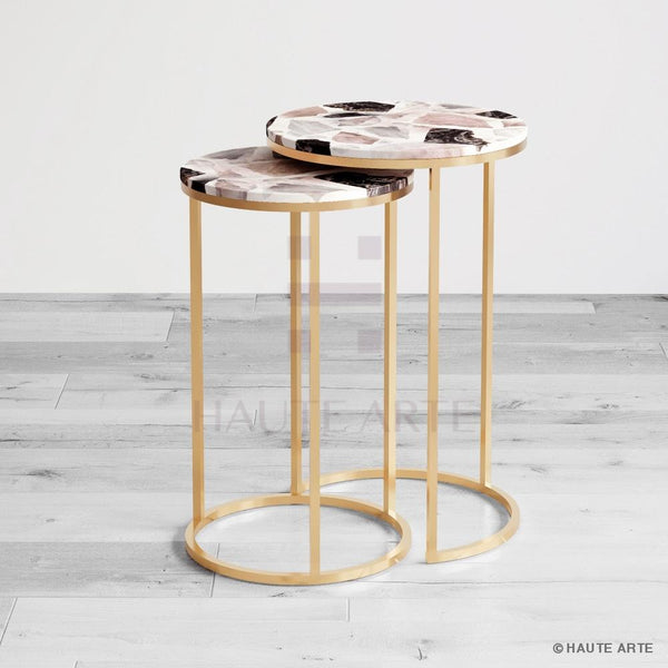 Multi Quartz Terrazzo Nested Side Table - HAUTE ARTE