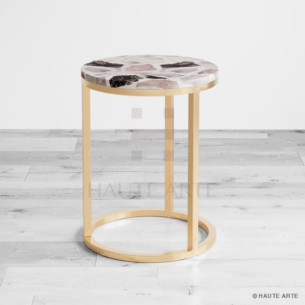Multi Quartz Terrazzo Side Table - HAUTE ARTE
