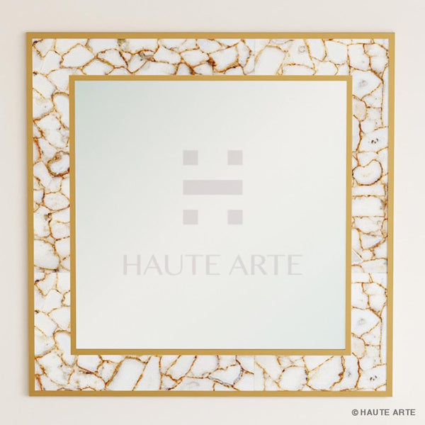 White Agate Mirror - HAUTE ARTE