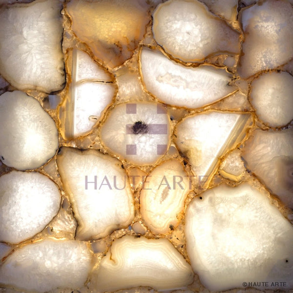 White Agate Semi Precious Stone Slab - HAUTE ARTE