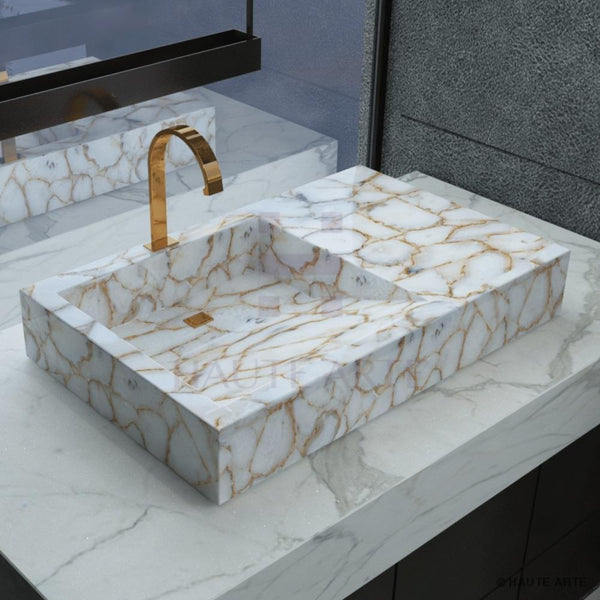 White Agate Wash Basin - HAUTE ARTE