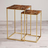 Brown Petrified Wood Nested Side Table - HAUTE ARTE